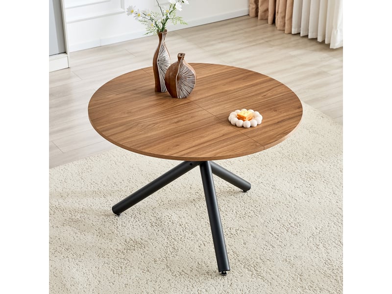  Table d'appoint ronde avec 3 pieds croisés en métal, plateau mdf, pour salon, chambre et entrée, 122×68,5×17,5 cm  - Conforama B