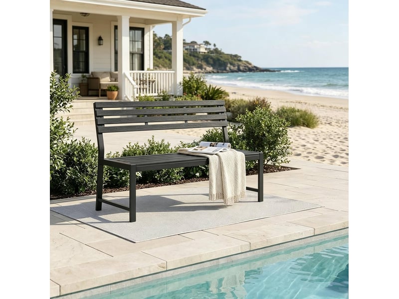  Banc de jardin extérieur avec dossier 115 cm noir evryae  - Conforama D