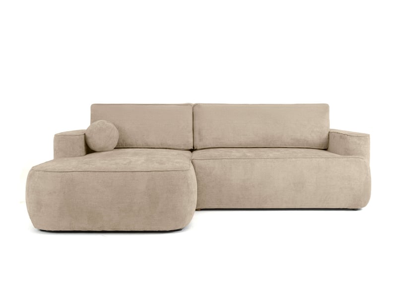  Canapé d'angle gauche cassis avec coffre de rangement en tissu chenille - beige CASSIS - Conforama A