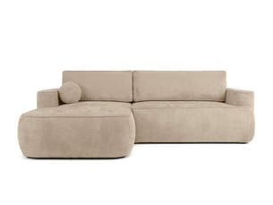 Canapé d'angle gauche fixe LOUNGITUDE CASSIS 4 places Tissu Beige