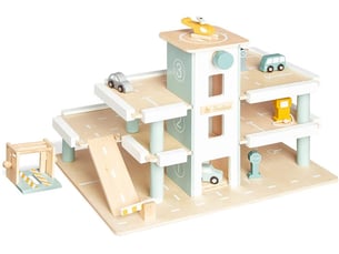 Pinolino parking à étages kurt avec accessoires bouleau et mdf laqué clair et multicolore