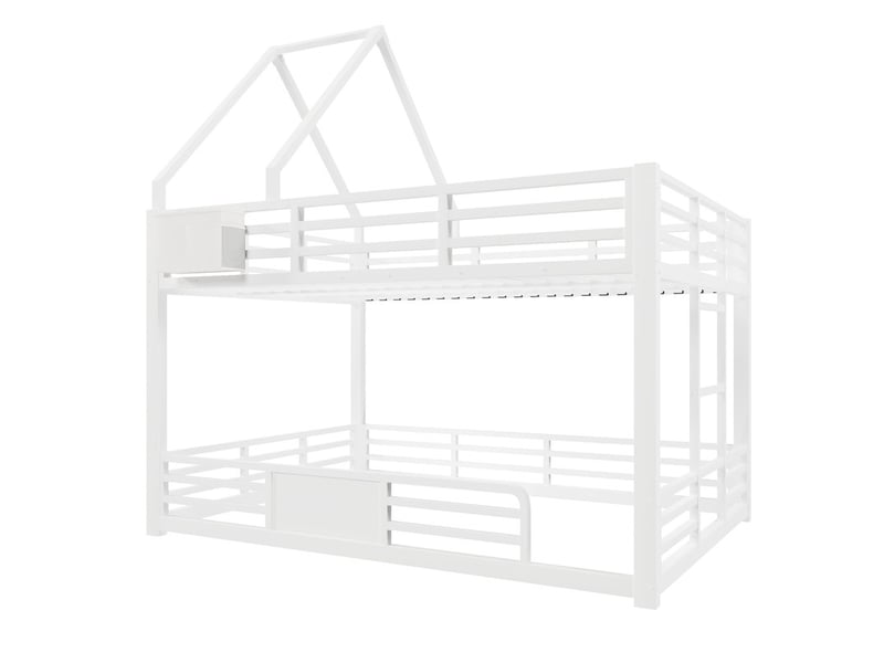  Lit mezzanine en métal 140x200 cm - avec led, poches de rangement en tissu - avec barrières de sécurité - blanc (sans matelas)  - Conforama R