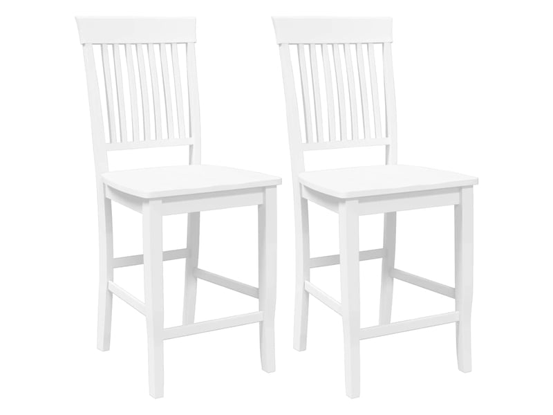  Lot de 2 tabouret de bar, chaise de bar en bois massif blanc et caoutchouc shl75185  - Conforama A
