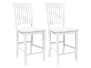 Lot de 2 tabouret de bar, chaise de bar en bois massif blanc et caoutchouc shl75185