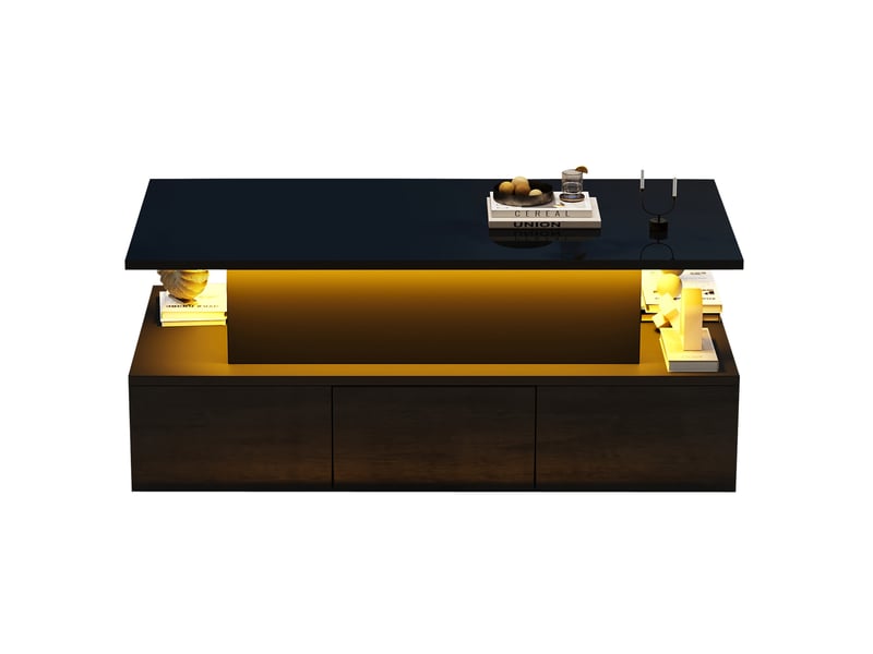 Table basse relevable avec rangement et led 100x50 cm evryae - Conforama A
