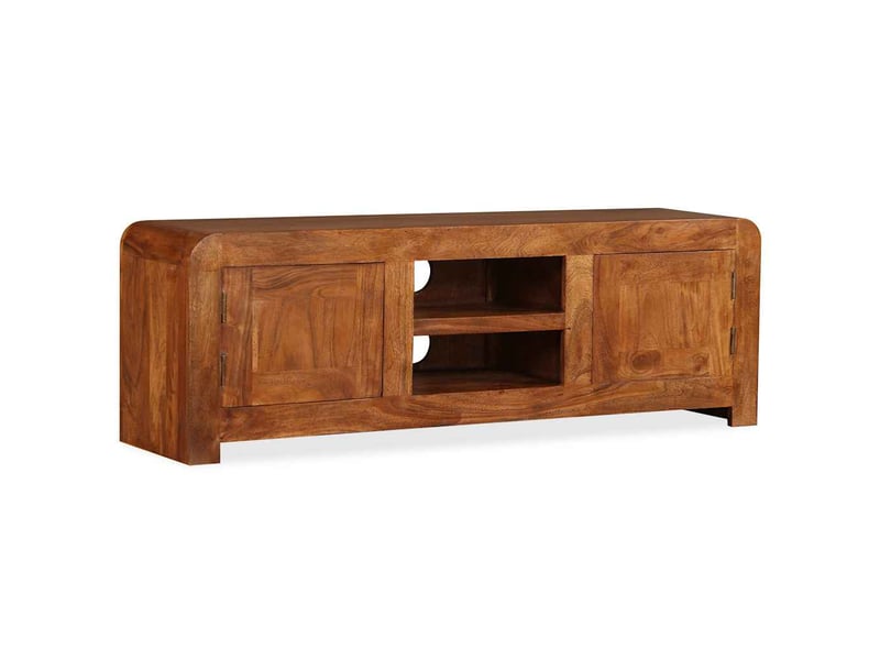  Meuble tv - banc tv - meuble de rangement bois massif avec finition miel 120 x 30 x 40 cm  - Conforama A