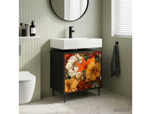 Armoire de salle de bain, meuble de rangement gennep chêne noir 60x40x61 cm
