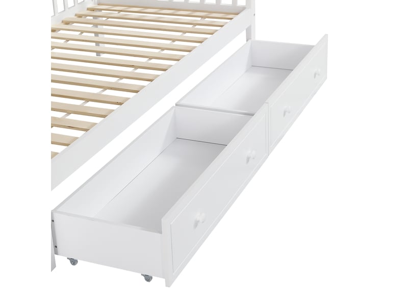  Lit superposé enfant 2 x 90 x 200 cm avec escalier de rangement et 2 tiroirs Fay Lum - Conforama D
