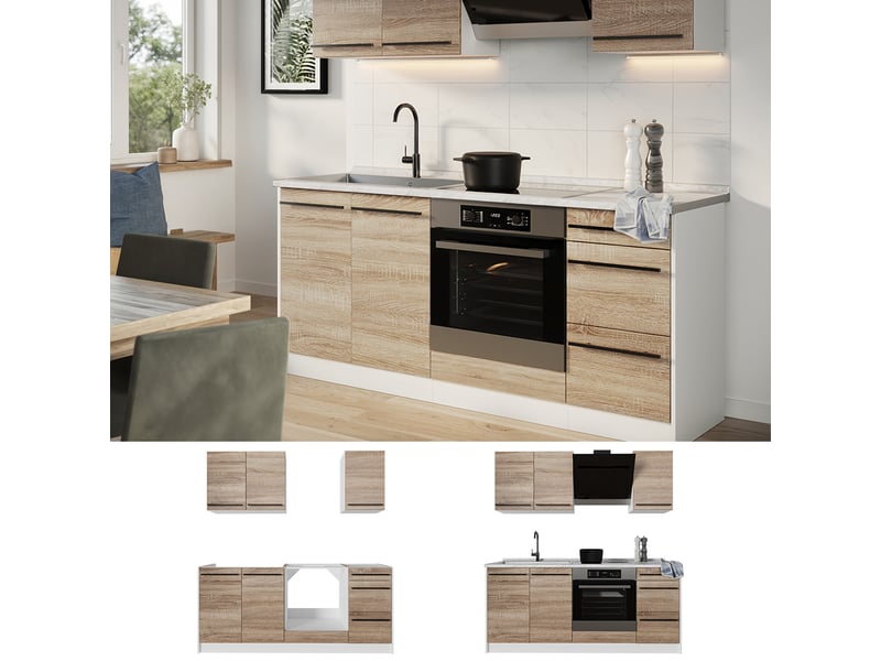  Vicco cuisine, sonomablanc, 180cm, pt chêne  - Conforama D