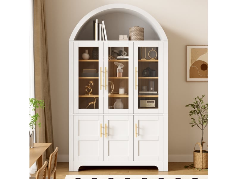  Vitrine 110x40x185 cm avec 6 portes, coloris blanc  - Conforama E