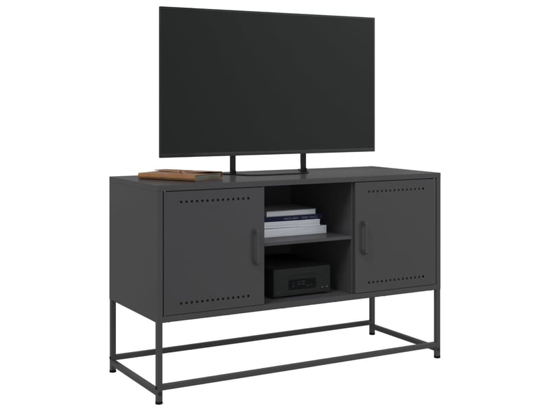  Meuble tv - banc tv - meuble de rangement noir 100,5x39x60,5 cm acier  - Conforama D