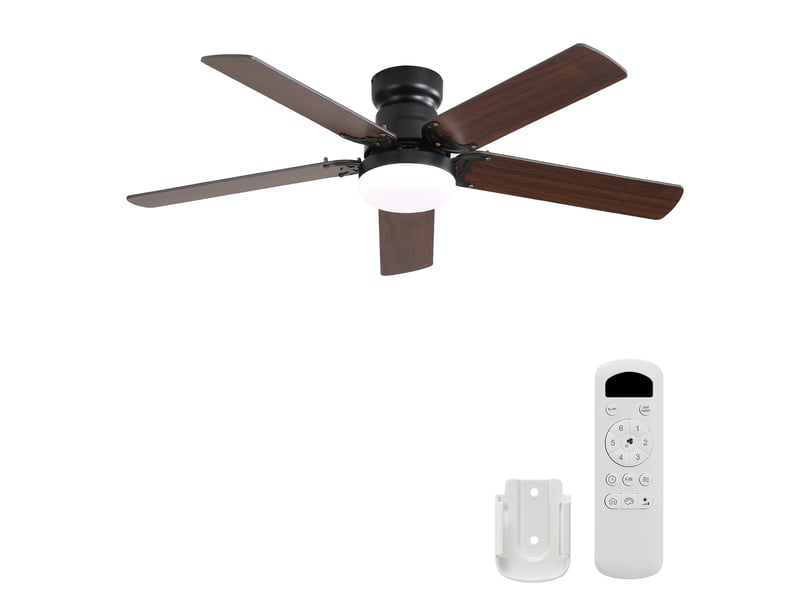 Ventilateur de plafond 106 cm avec led 18 w, télécommande, moteur dc réversible, noir - Conforama A