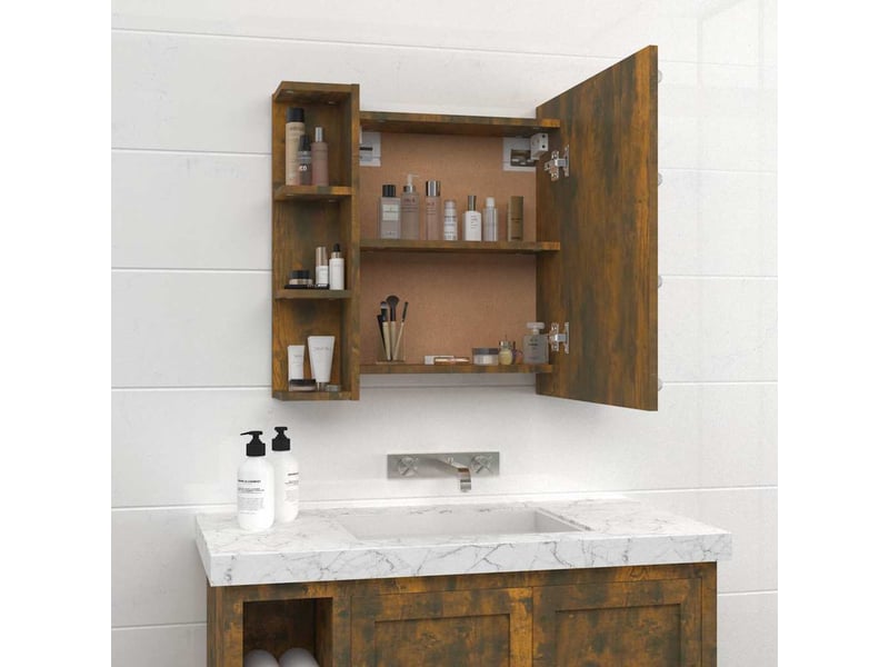  Armoire à miroir avec led chêne fumé 70x16.5x60 cm  - Conforama E