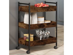 Desserte de cuisine, chariot de rangement chêne fumé 50x30x70 cm bois d'ingénierie
