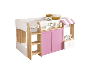 Lit mezzanine 90x200 cm <strong>MERAX</strong>  <strong>lit enfant rose</strong> coloris rose