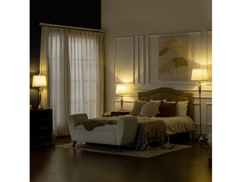  Ensemble de lampes 3 pièces 38x162 cm moderne métal argent et blanc  - Conforama B