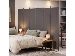 Paravent séparateur de pièce 6 panneaux -  pour intérieur en métal et polyester gris foncé 304 × 180 cm
