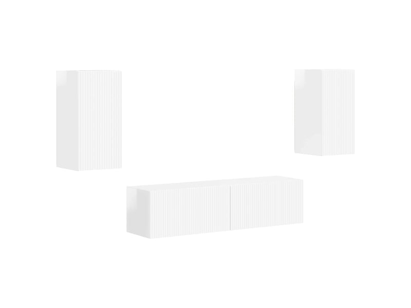  Ensemble meuble tv - banc tv - meuble de rangement 4 pcs blanc brillant bois d'ingénierie  - Conforama A