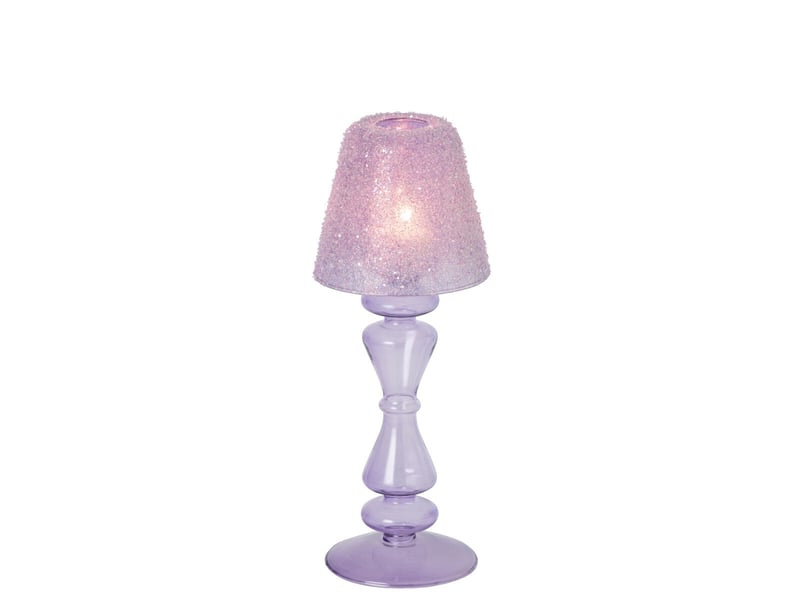  Photophore lampe en verre silje 26cm lilas  - Conforama B