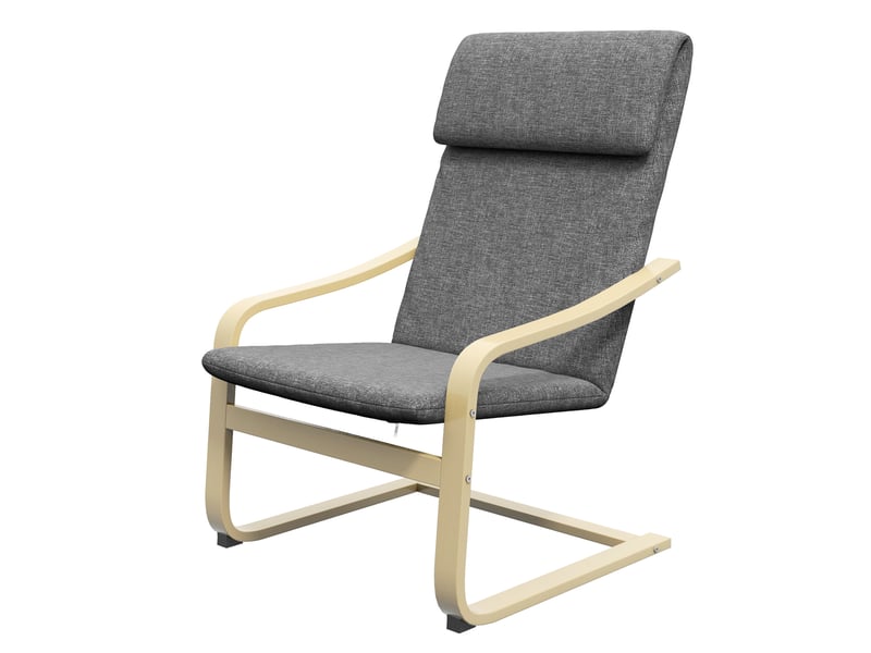  Fauteuil avec accoudoirs et repose-tête aspect lin bois gris et naturel 66,5x80x99 cm  - Conforama B