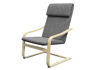 Fauteuil avec accoudoirs et repose-tête aspect lin bois gris et naturel 66,5x80x99 cm