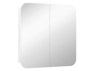 Armoire miroir murale salle de bain design arqué 2 portes dim. 68 x 13 x 66 cm blanc