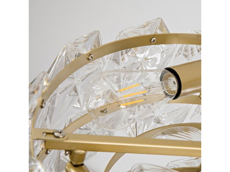  Lustre ventilateur cristal 50 x 50 x 29,5 cm, or, télécommande et application bluetooth, 6 vitesses, réversible  - Conforama D