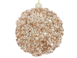 Boule de noël séquins et perles dorés d. 100 mm