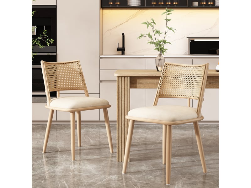 Lot de 6 chaises de salle à manger assise pu et dossier en rotin cravdom - Conforama D