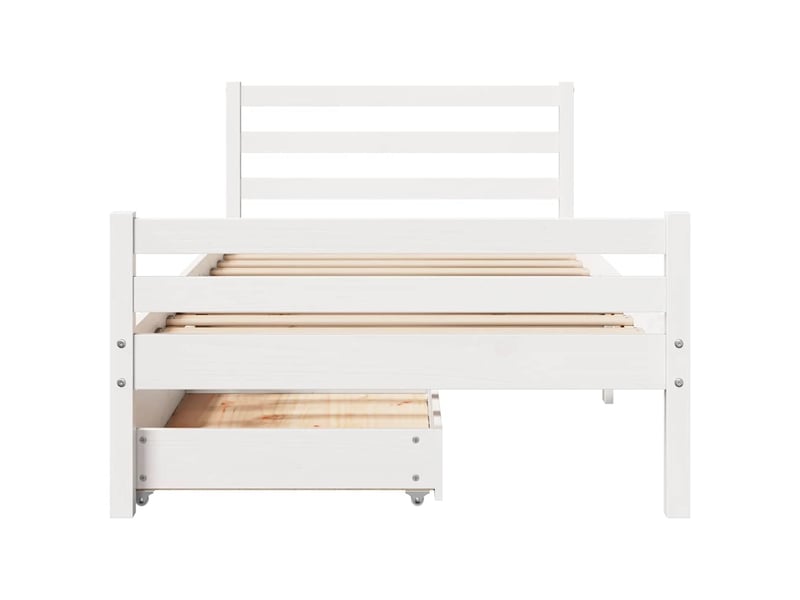  Lit simple- lit adulte -  cadre de lit sans matelas blanc 100x200 cm bois de pin massif  - Conforama C