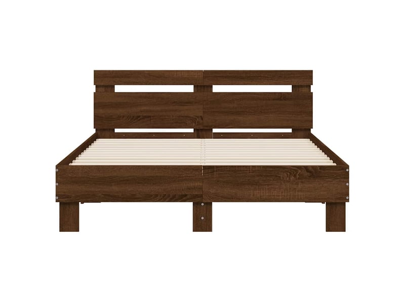  Lit double- lit adulte -  cadre de lit sans matelas chêne marron 135x190 cm  - Conforama D
