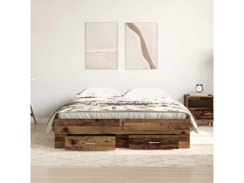  Lit double- lit adulte -  cadre de lit bois ancien 135 x 190 cm bois d'ingénierie  - Conforama B