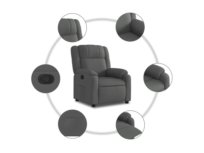  Fauteuil relax salon | fauteuil inclinable gris foncé tissu  - Conforama E