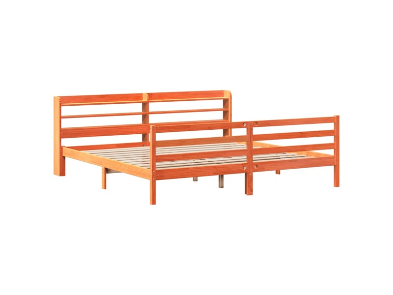 Lit double- lit adulte - cadre de lit sans matelas marron 200x200cm bois pin massif - Conforama B