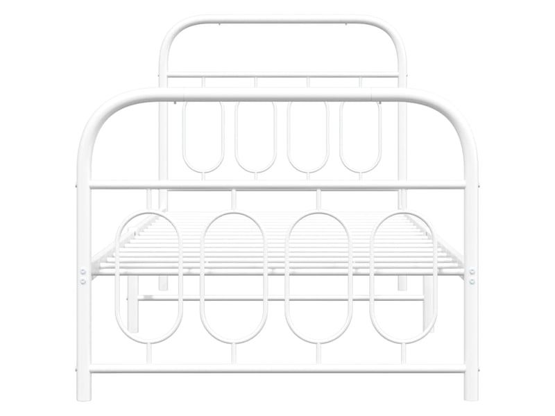  Lit simple- lit adulte -  cadre de lit métal sans matelas avec pied de lit blanc 90x200cm  - Conforama C