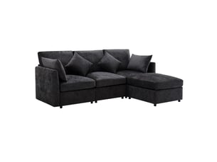 Canapé d'angle réversible convertible ULEVR 4 places Tissu gris