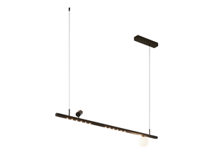 Suspension noire système magnétique un spot deux profilés et une boule en verre 22w led - lyne