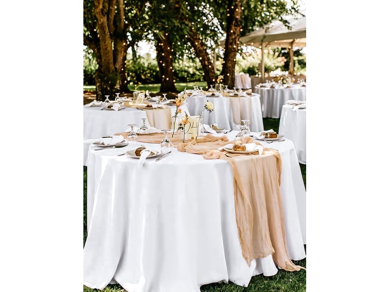  Nappe en tissu polyester lavable pour mariage – blanche, 300 cm  - Conforama B