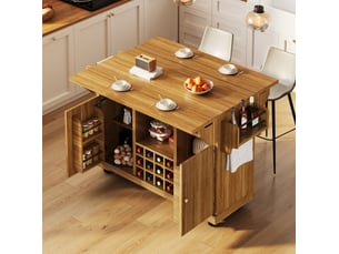 Desserte de cuisine mobile avec étagères réglables porte-bouteilles et roulettes pour salle à manger en mdf brun foncé
