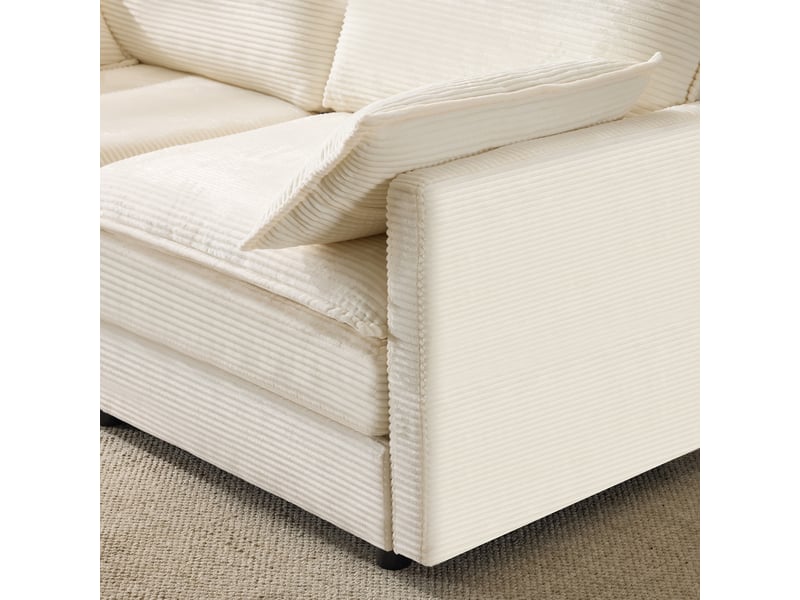 Canapé modulable 2 places blanc tissu bois structure stable design moderne salon - Conforama R
