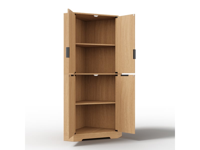 Armoire d’angle avec 4 portes et étagères réglables, 60 x 60 x 172 cm - Conforama E