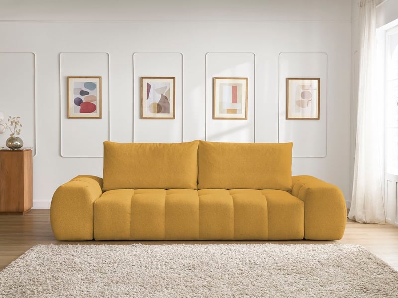  Bobochic canapé droit fixe 3 places everest tissu chiné jaune EVEREST - Conforama D