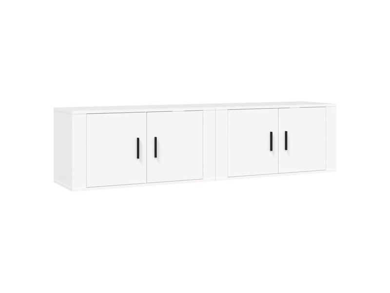  Lot de 2 meuble tv mural, meuble tv suspendu blanc 80x34,5x40 cm  - Conforama A