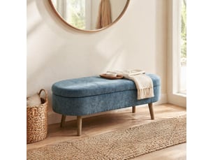 Banc de rangement 110x40x42 cm, coffre 20 l, pieds en bois, meuble chambre, meuble bureau et salon, velours doux, bleu