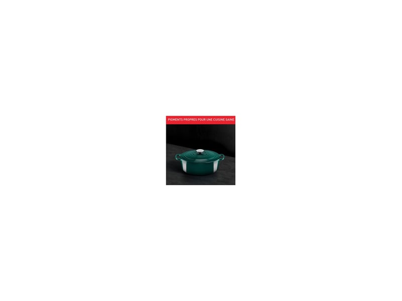  Cocotte ovale fonte émaillée 23x29 cm vert forêt compatible induction 7873638 - Conforama D