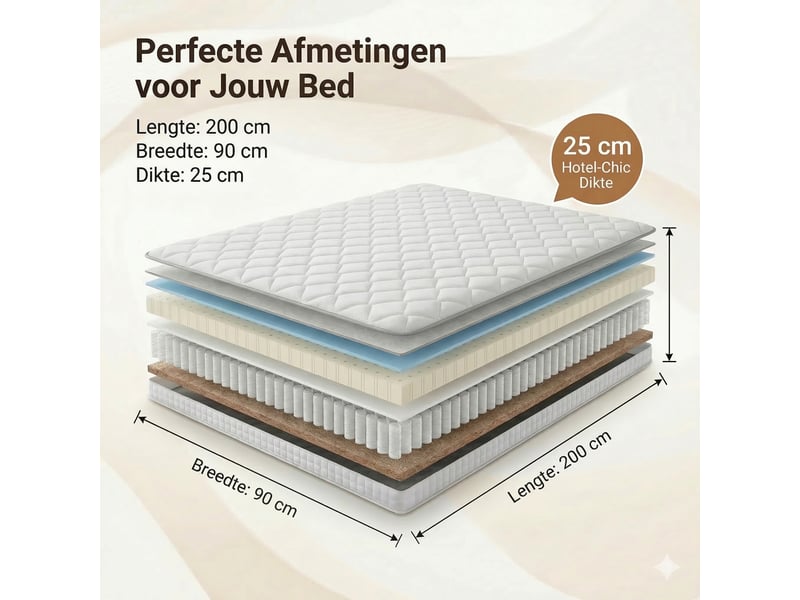  Matelas hybride 90 × 200 cm 1 place, 25 cm, avec mousse et ressorts ensachés, certifié oeko-tex, blanc  - Conforama D