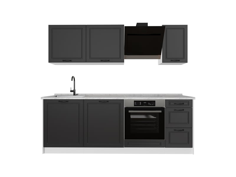  Vicco cuisine, anthracite campagneblanc, 220cm plan de travail marbre  - Conforama A