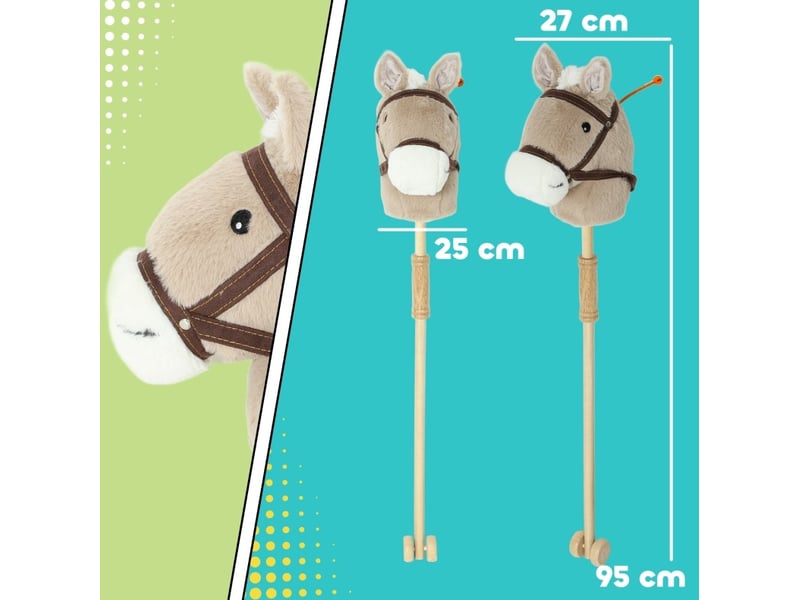  Cheval bâton enfant à roulettes et sons 95 x 25 x 27 cm gris en polyester, jeu d'imitation dès 24 mois  - Conforama C