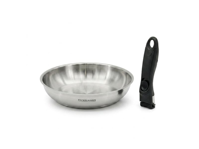  Lot de 1 poêle 24 cm en inox et 1 manche amovible fackelmann inogrip 9105050B88 - Conforama A