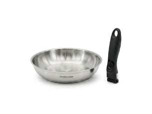 Lot de 1 poêle 24 cm en inox et 1 manche amovible fackelmann inogrip